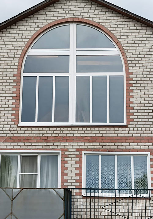 Арочное окно 4,0х3,8м Brusbox 60мм